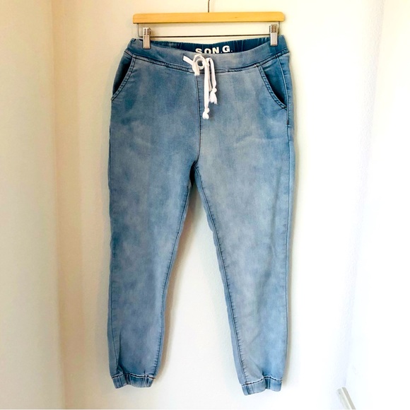Vintage Song Women’s Size M Jeans Elastic Waist, Elastic Hem, Drawstring Stretch - Picture 1 of 16